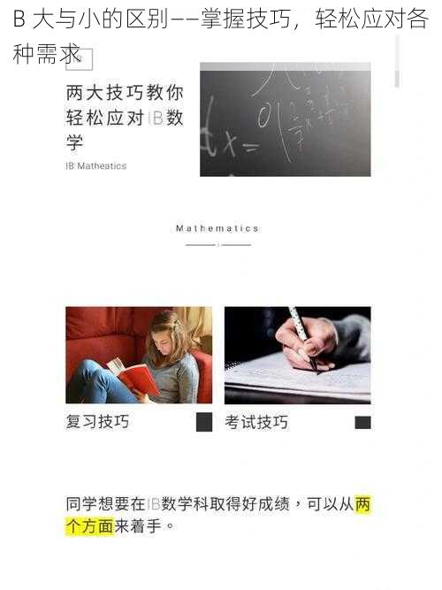 B 大与小的区别——掌握技巧,轻松应对各种需求