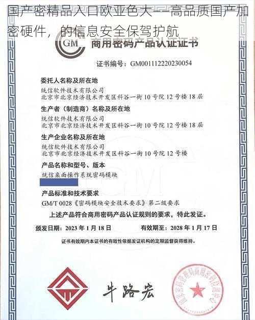 国产密精品入口欧亚色大——高品质国产加密硬件,的信息安全保驾护航